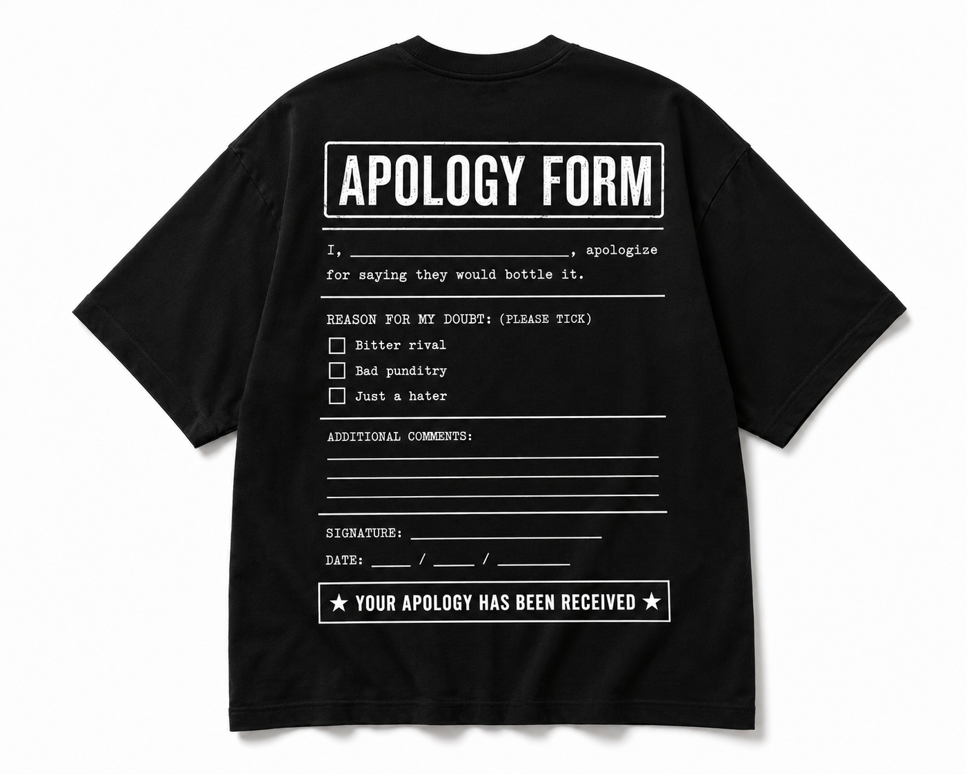Champions of England - Apology Form Tee