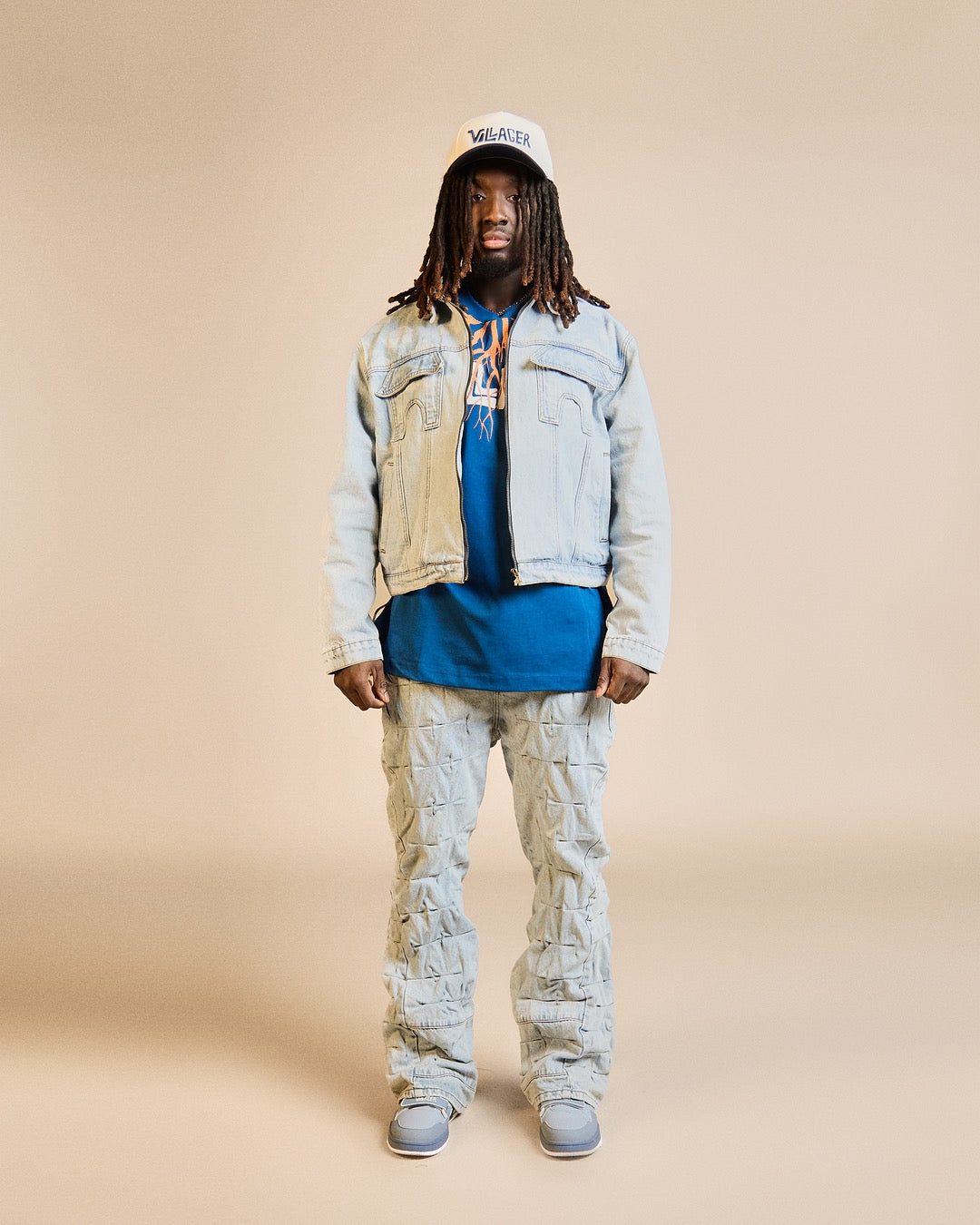 Villager Blue Grid Denim Set