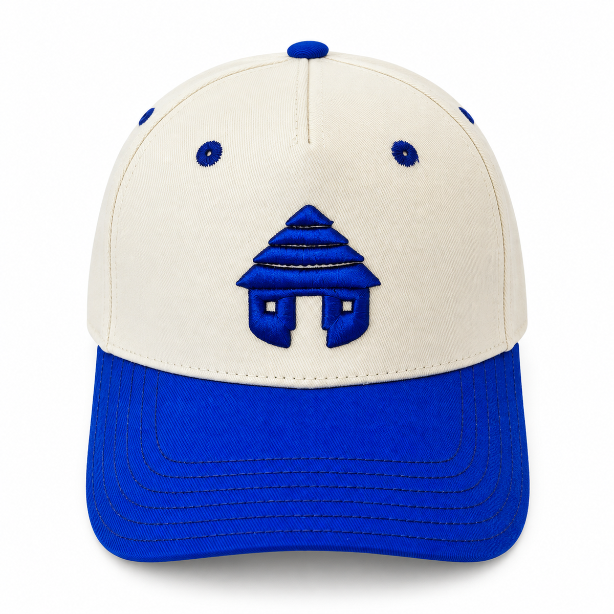 Villager Hutkeeper cotton snapback hat in ivory and blue