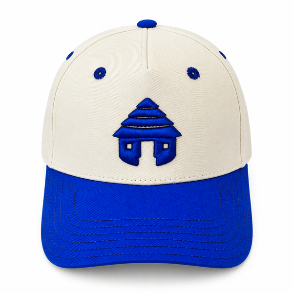 Villager Hutkeeper cotton snapback hat in ivory and blue