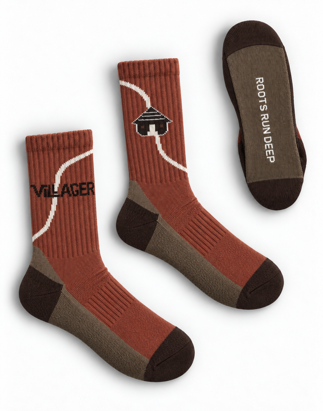 Villager RRD Crew Socks – Brown (1 Pair)