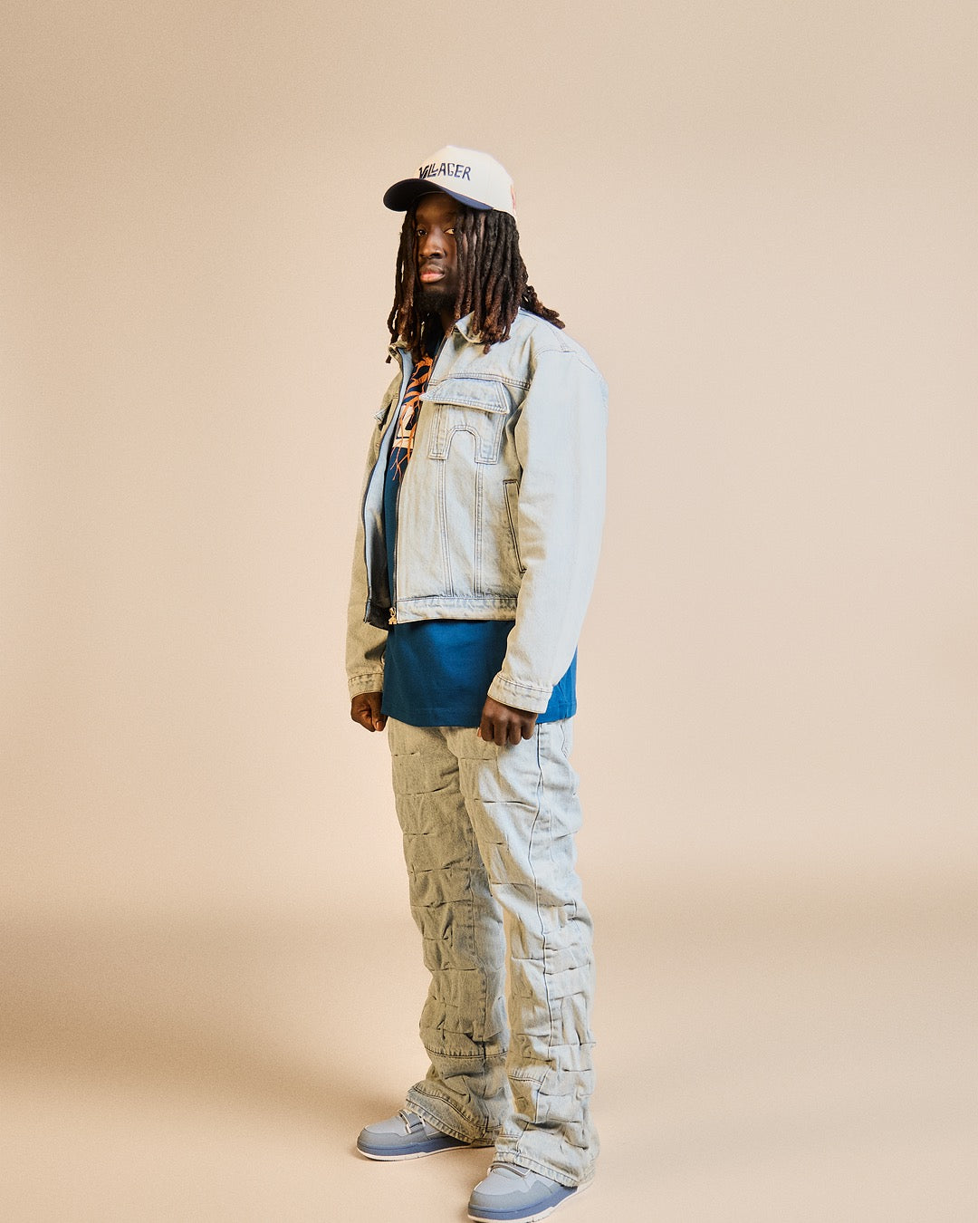 Villager Blue Grid Denim Set