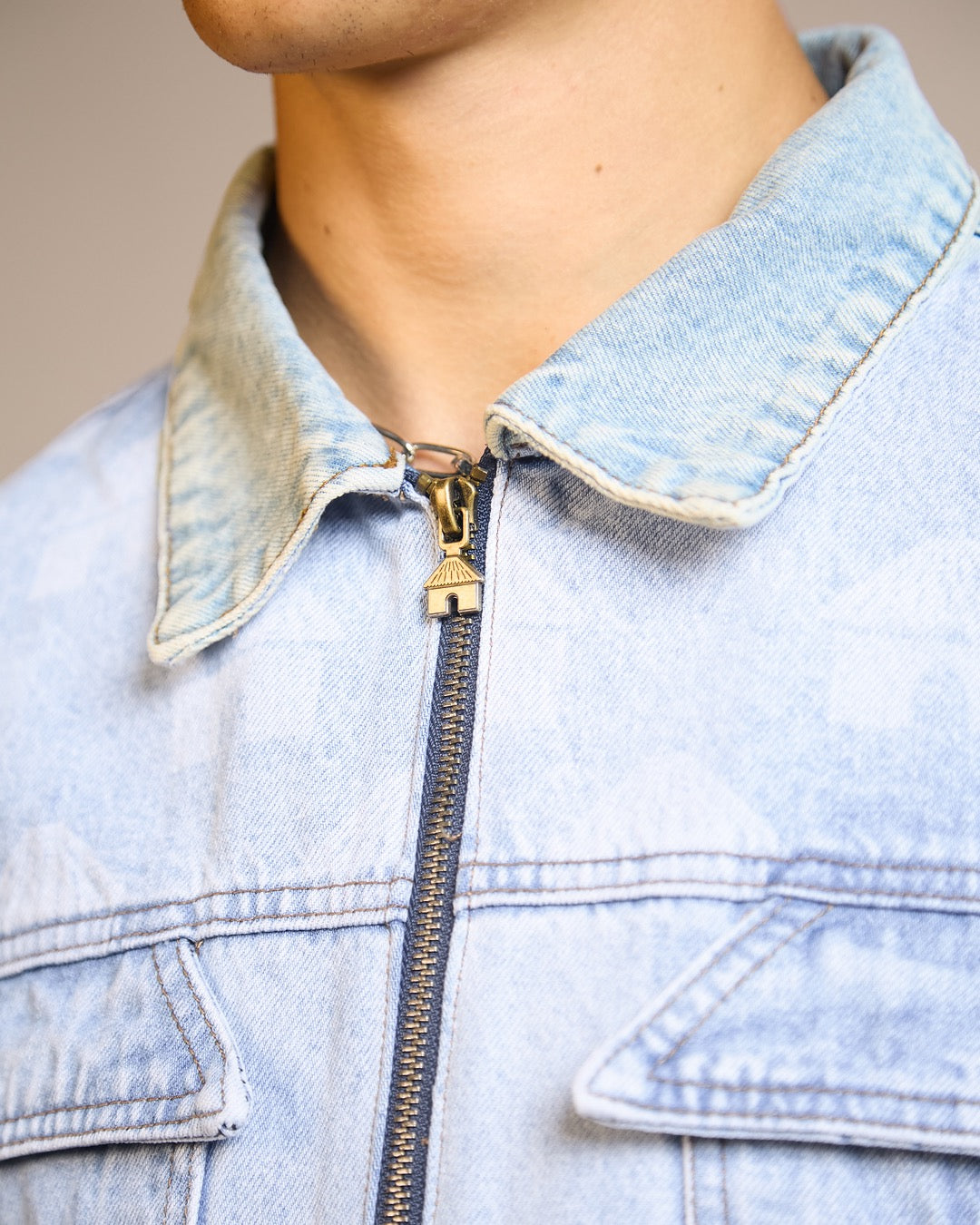 Villager Blue Grid Denim Set