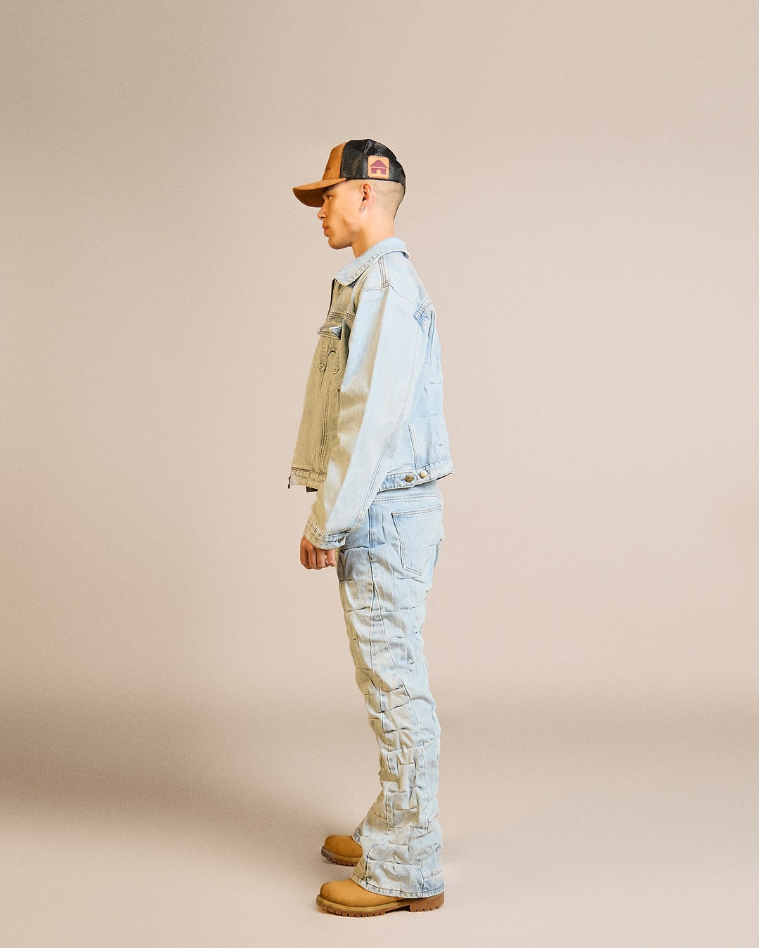 Villager Blue Grid Denim Set